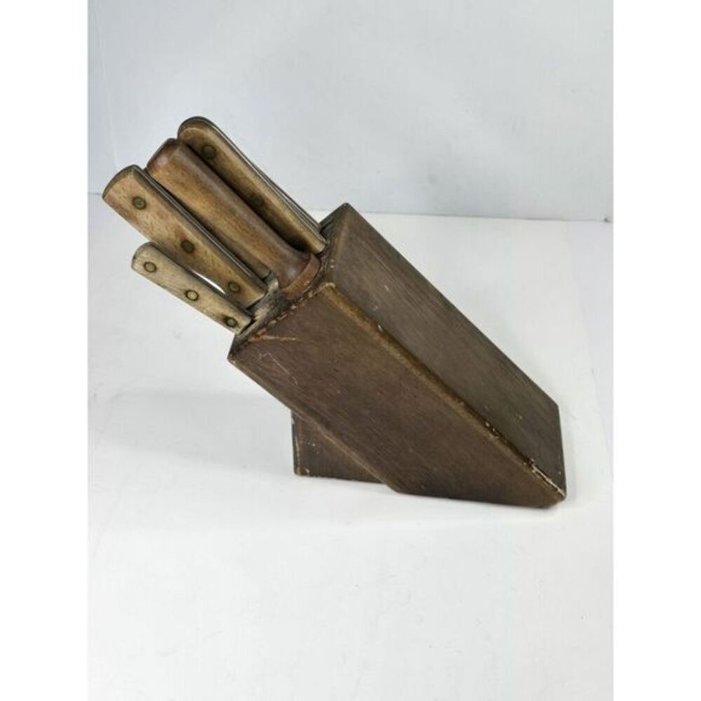 Vintage Old Homestead 7-Piece Block Kitchen‎ Steak Knife Country Bakery 80s 70s